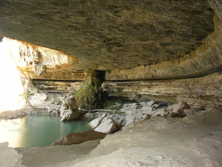 The outside, seen from within the protection of the pool