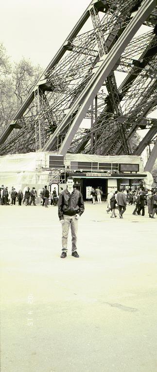 Anton at the base of the Eiffel Tower